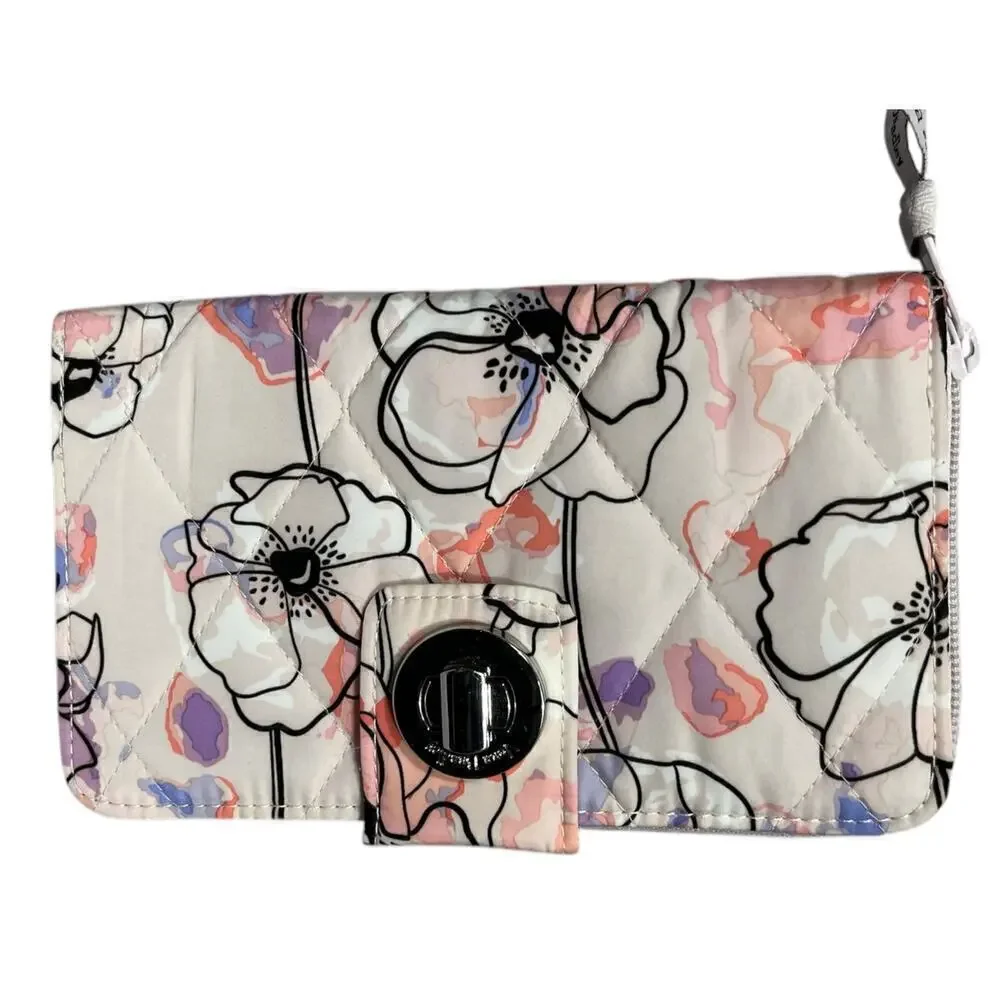 Vera Bradley Ultralight RFID Turnlock Wallet / Color-Anemone Watercolor